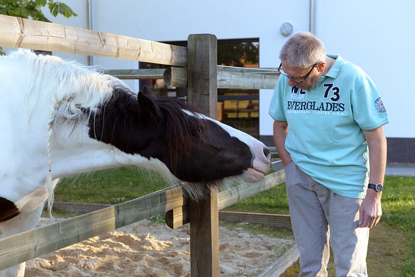 Ein Herr bei unseren Pferden.